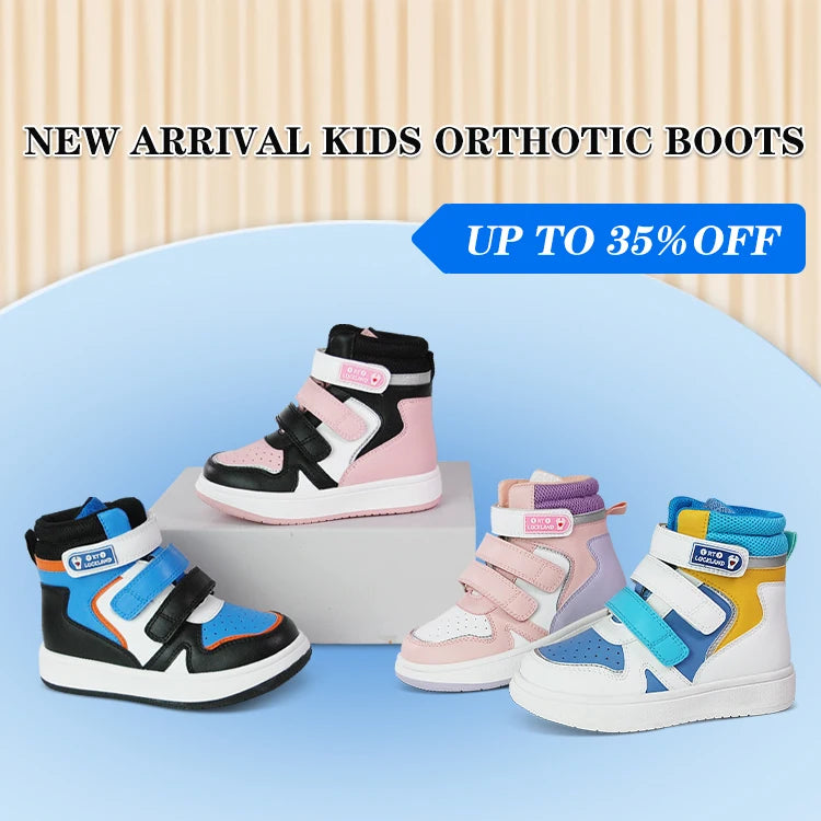 Toddler Kids Shoes Children Orthopedic Sneakers High Back Ankle Support Leather Anti-Slip Sole Running Footwear 2-7 Years