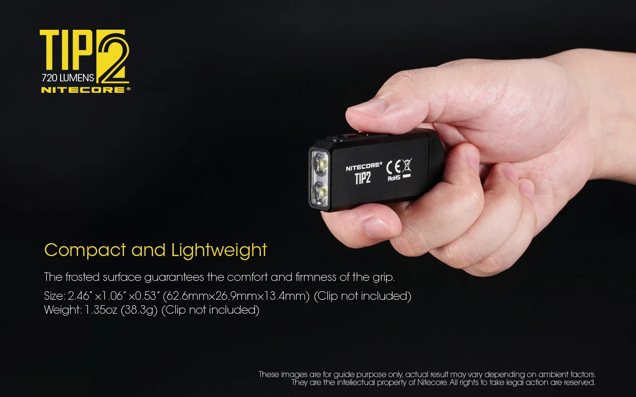 NITECORE TIP2 Flashlight Keychain Lantern XP-G3 S3 720 Lumens LED Torch Powerful Magnetic USB Rechargeable Built-in Battery