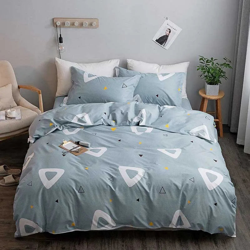 WOSTAR Luxury bedding set king size duvet cover bed sheet and pillowcase geometry printed nordic style bedclothes home textiles