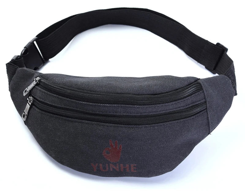 Male Casual Functional Waist Bag Fashional Canvas Purse Creative Ok Gestures Purse Waist Package for Man Canvas Hip Bag