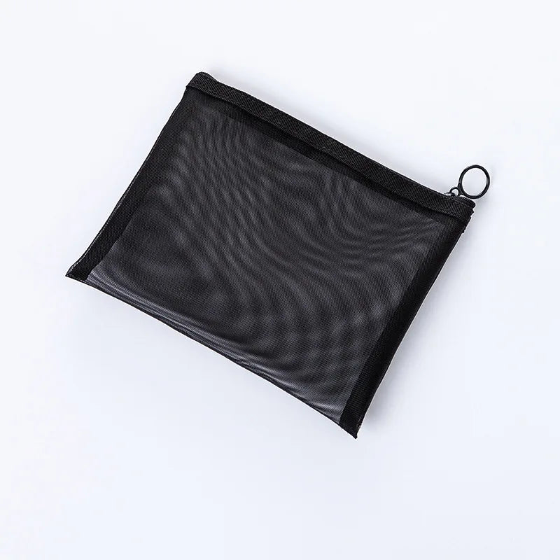 Toiletry Wash Make Up Bags Black Transparent Mesh Makeup Case Organizer Storage Pouch Women Travel Cosmetic Bag Casual Zipper