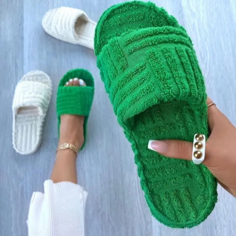 Faux Fur Home Slippers Fluffy Women Slides Comfort Furry Flat Sandals Female Cute Slippers Shoes for Woman Indoor Flip Flops