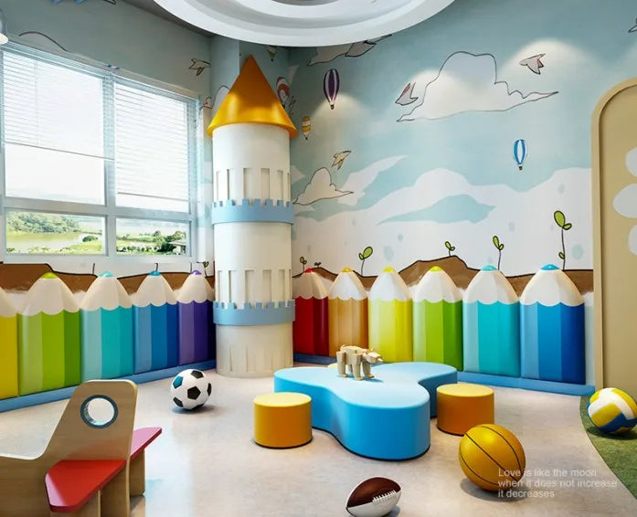 Pencil Wall stickers self-adhesive kindergarten Wallpaper children's room pencil soft pack anti-collision wall Stickers crib