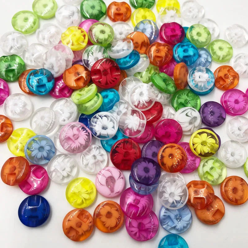 50pcs Transparent 14mm child sew-on buttons resin buckle candy beautiful multicolour button accessories baby diy PT11