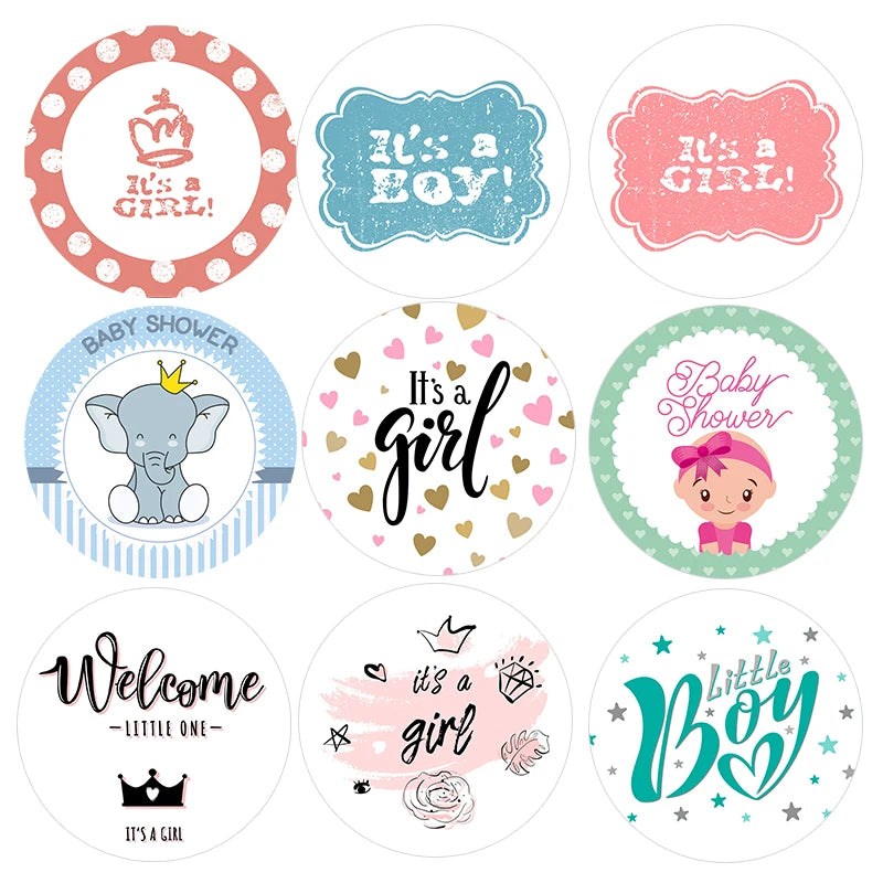 4.5cm Lovely Baby Shower Stickers Gender Reveal Party Gift Labels Sticker DIY Crafts Kids Gift Birthday/Baby Shower Decorations