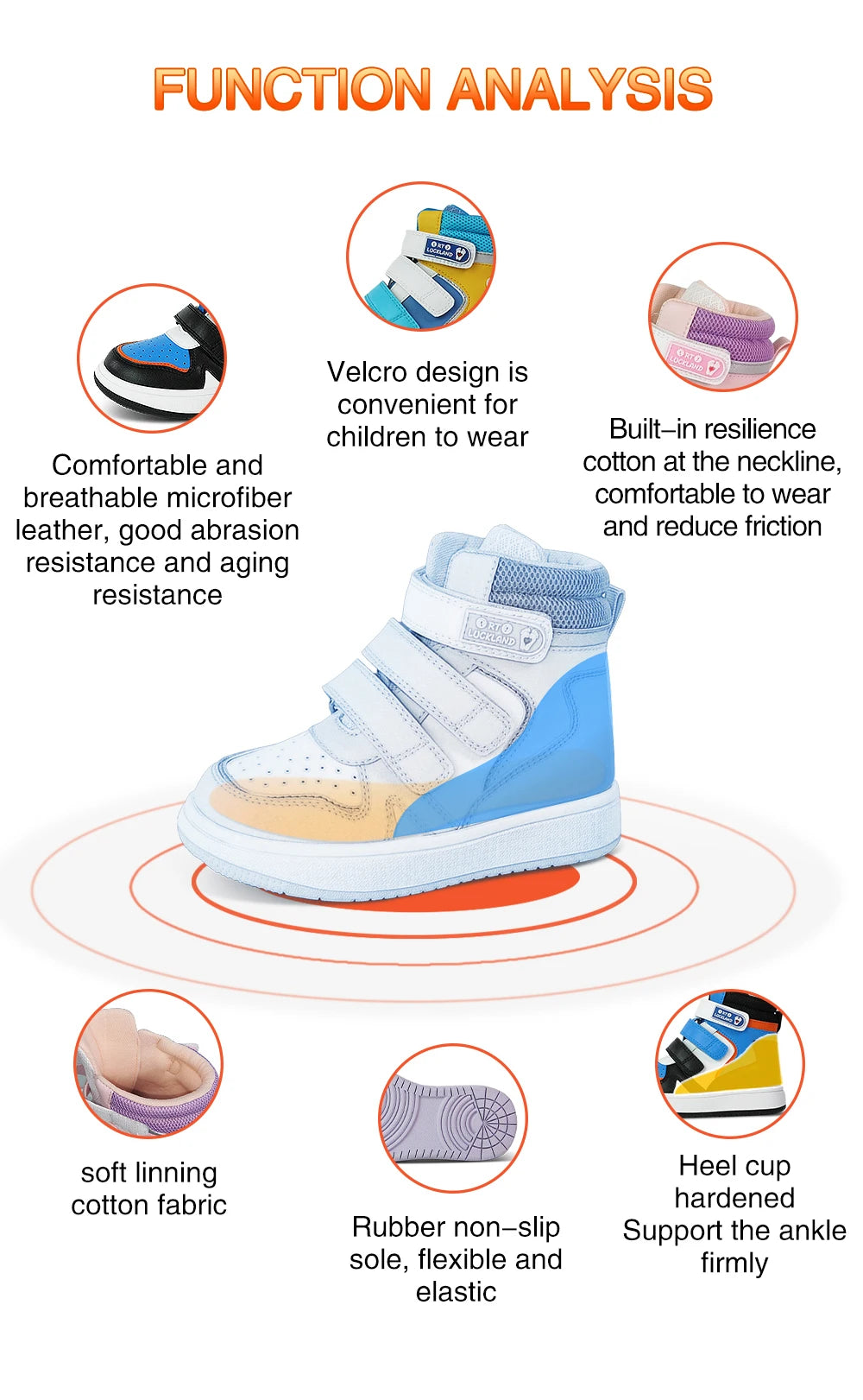 Toddler Kids Shoes Children Orthopedic Sneakers High Back Ankle Support Leather Anti-Slip Sole Running Footwear 2-7 Years