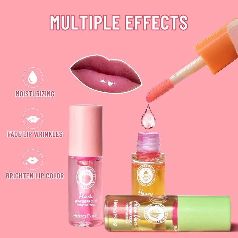 Mini Hydrating Temperature Sensing Lip Balm Moisturizing Color Changing Lip Oil Peach Aloe Vera Brighten Repair Lips Lip Pomade