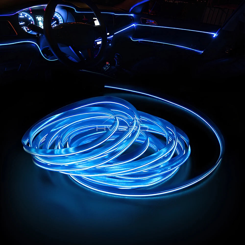 5M Universal Car Interior Lighting white LED Strip Decoration Garl and Wire Rope Tube Line Flexible Neon Lights with USB Drive