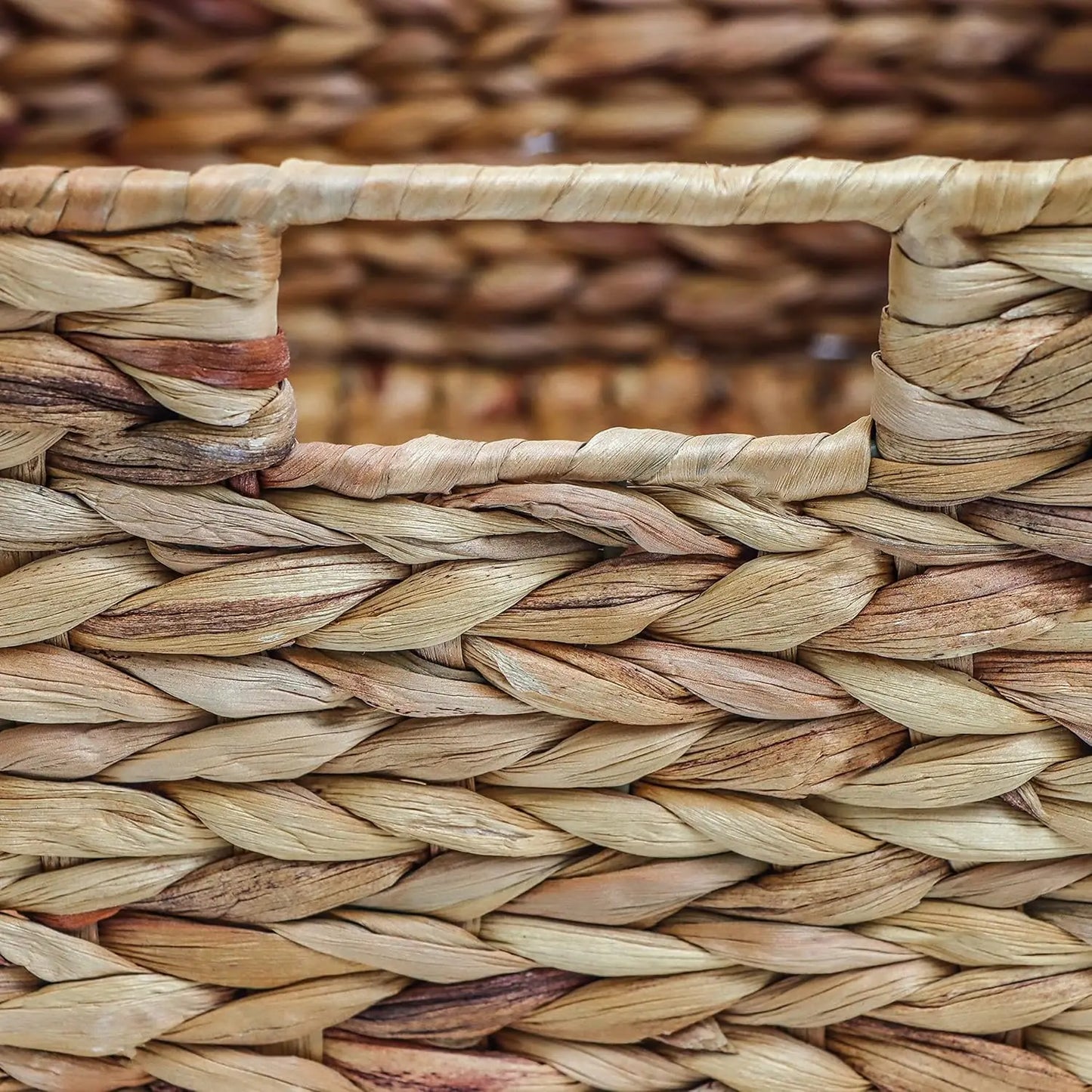 Large Foldable Rectangle Woven Wicker Basket Bins for Storage (Set of 4) The Baskets Fold Flat for Easy Storage