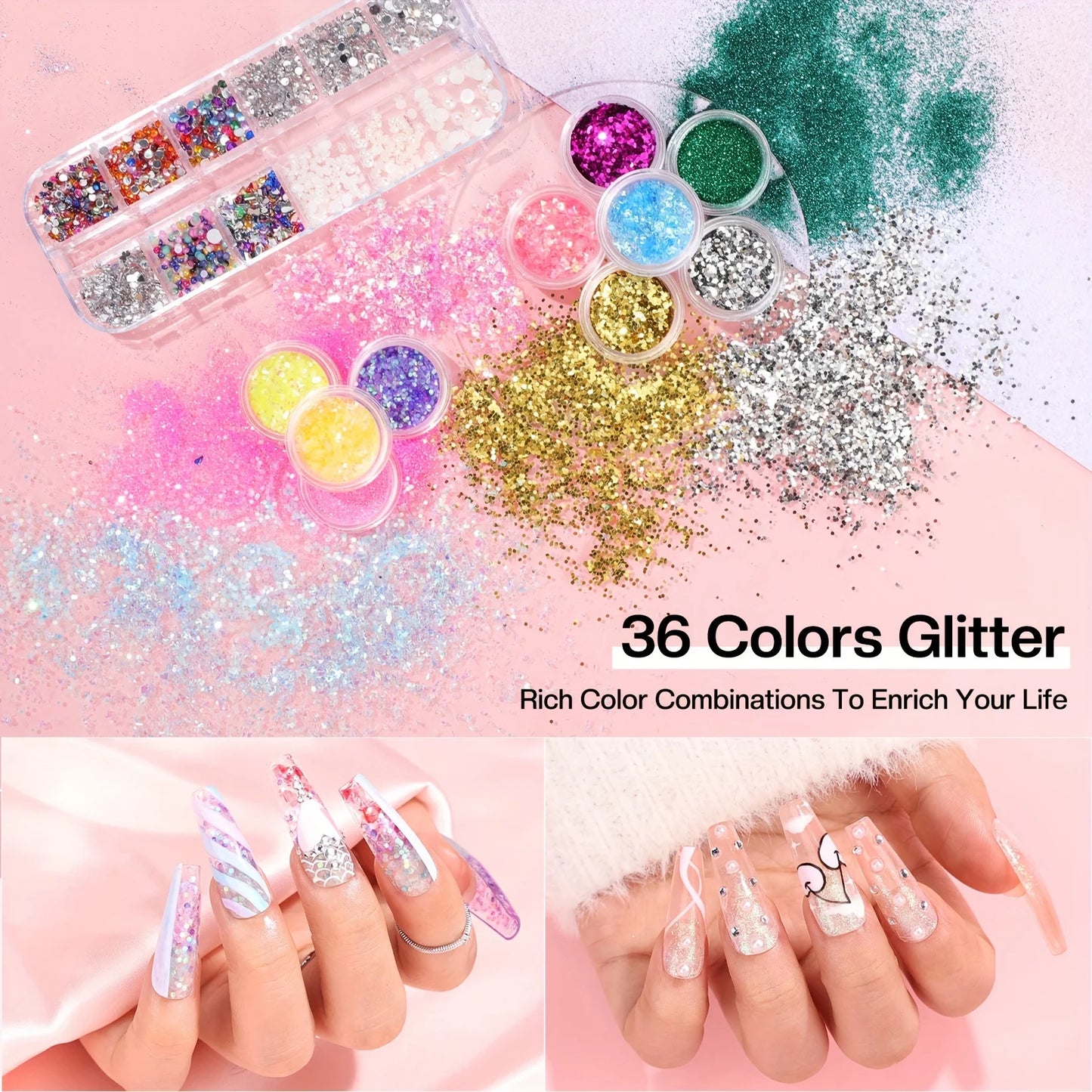 Morovan Acrylic Nail Kit for Beginners:with Everything Professional AcrylicNail Kits Set with Glitter AcrylicPowder UV Lamp for