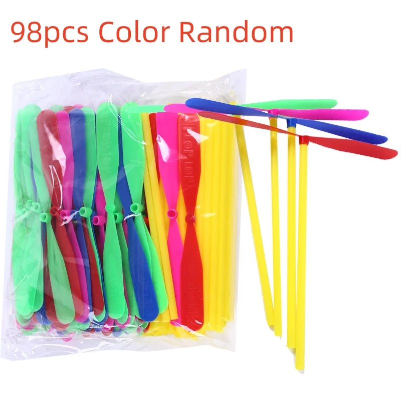 98pcs Interesting Plastic Bamboo Dragonfly Propeller kids Outdoor Toys Parent child interactive toys Rotating Flying Arrow toys