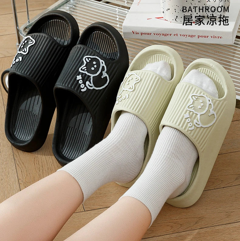 Women Soft Sole House Slippers 2024 Summer Beach Thick Platform Slipper Sandals Women Korean Eva Slippers Couple Home Flip Flop