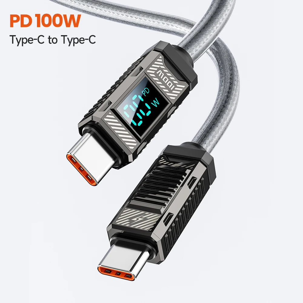 Toocki Type C to Type C Cable 100W Display Mechanical Zinc Alloy Data Cable Fast Charging USB C To USB C Cable ForXiaomi MacbooK