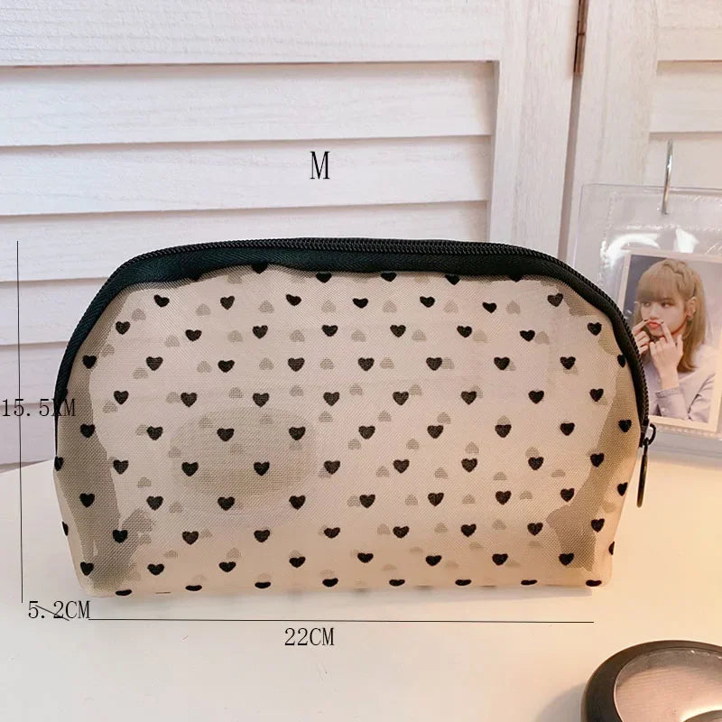 Toiletry Wash Make Up Bags Black Transparent Mesh Makeup Case Organizer Storage Pouch Women Travel Cosmetic Bag Casual Zipper