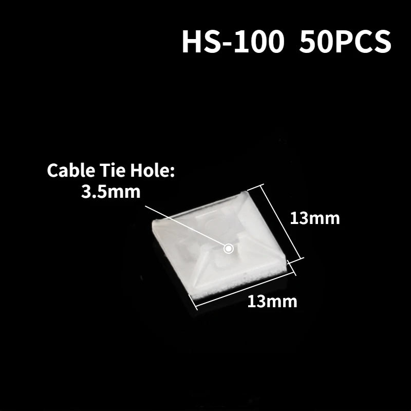 50PCS Self-Adhesive Cable Base Wire Tie Mounting Base Wall Bracket Wiring Accessories Punch-Free plastic Nylon Cable Tie Holder