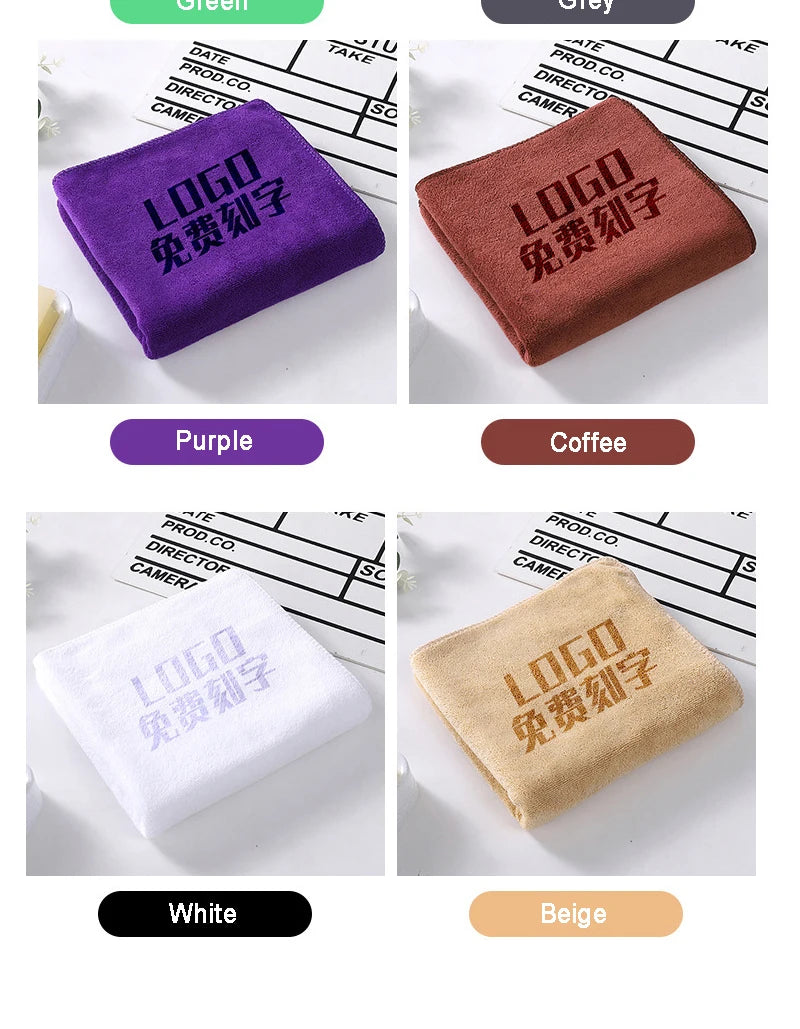 10PCS 30x30cm Custom LOGO Towel Free Laser Embossing Lettering Microfiber Beauty Salon BarberShop Gift Private Customization ZYF