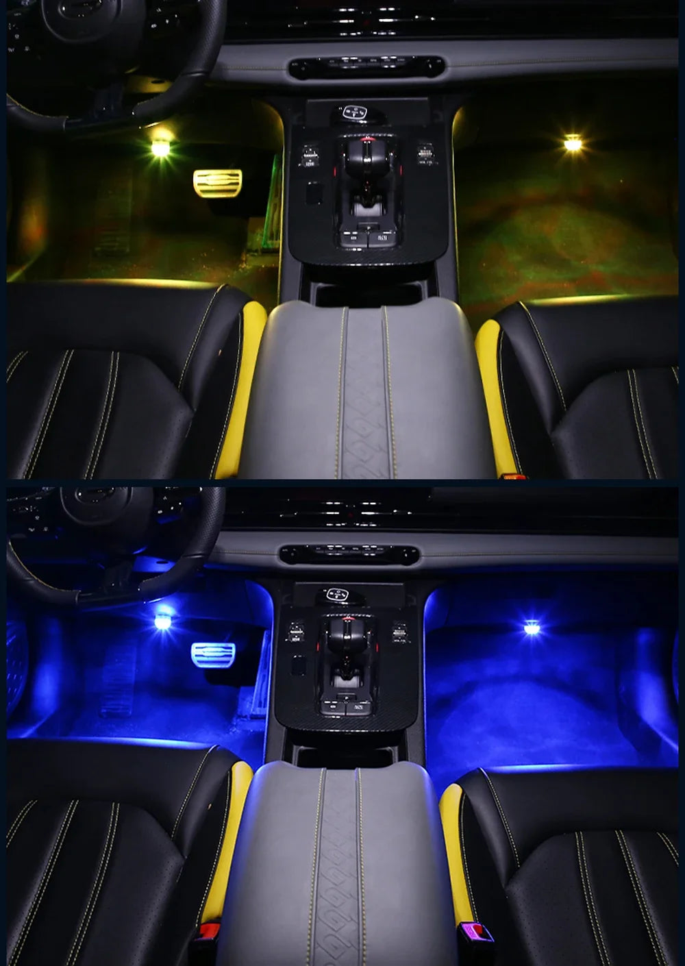 LED Wireless Adhesive LED Car Interior Environmental Light Remote Control Decoration Car Roof Foot Atmosphere Light Rolor Batter