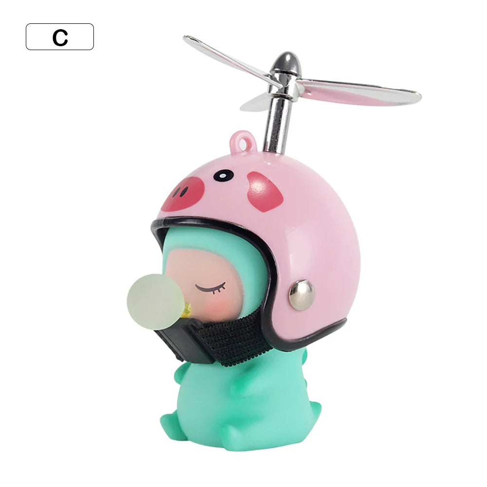 Motorcycle Bicycle Ornament Cycling Cute Cartoon Adult Child with Helmet Airscrew Bike Decoration Car Accessories Interior