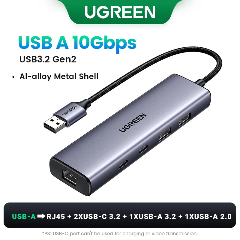 UGREEN USB Ethernet Adapter 1000/100Mbps USB3.0 HUB RJ45 Lan for Laptop PC Xiaomi Mi Box Macbook Windows USB-C HUB Network Card