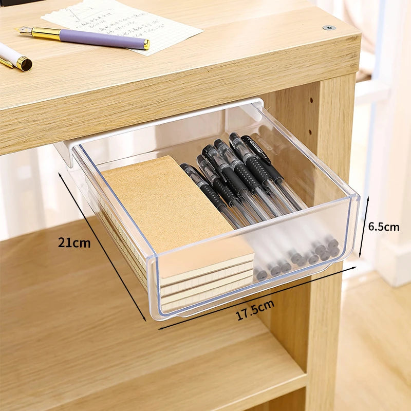 Undertable Drawer Storage Box Hidden Hanging Bedroom Dormitory Office Table Pasting Non Punching Table Bottom Sorting