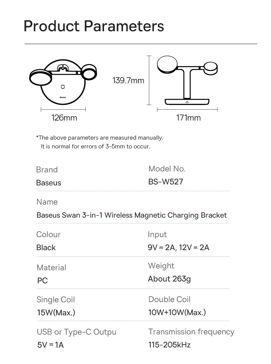 Baseus  3 in 1 20W Magnetic Wireless Charger Stand For Phone iPhone 15 14 Pro Airpods Apple Watch  Fast Charging Station Holder