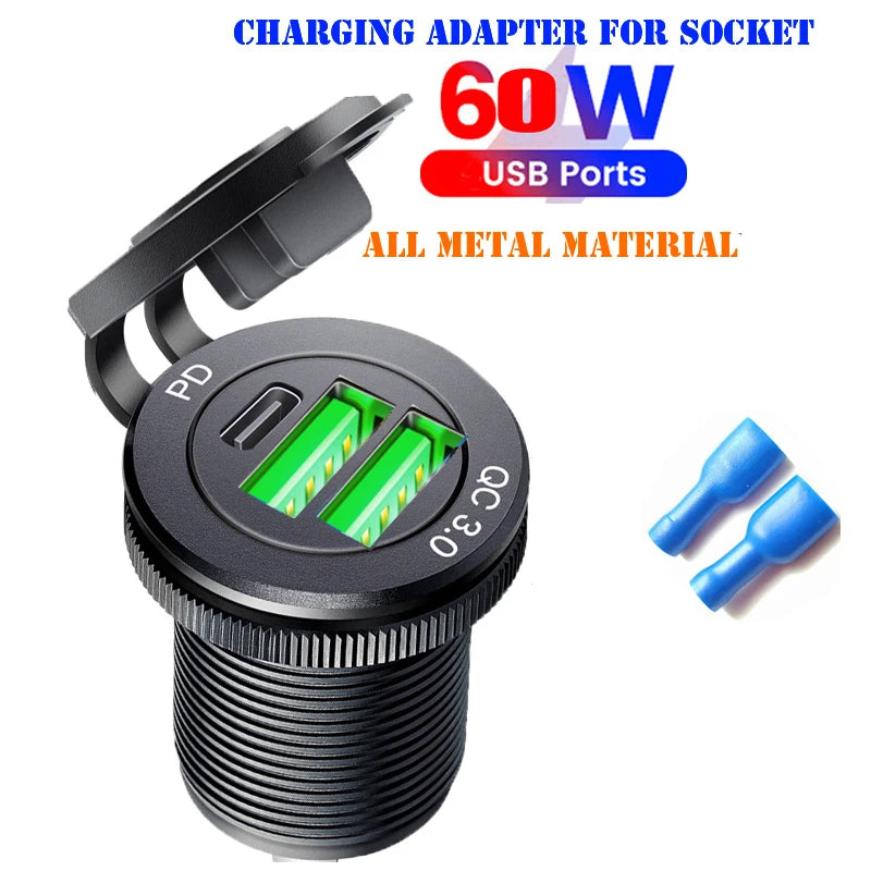 Type c Built-in usb car outlet 3.0 socket fast charging QC3.0 Aluminum Metal Car Socket Adapter for audi a1 a3 a4 a5 a6 a7 a8