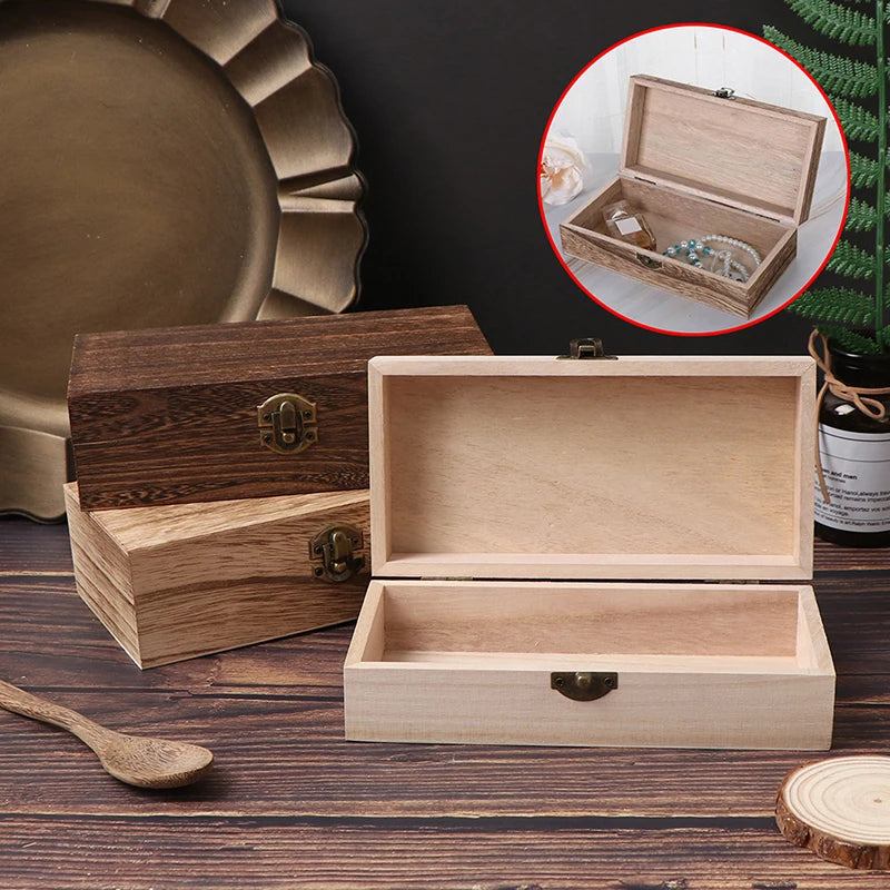 Retro Jewelry Box Desktop Wood Clamshell Storage Hand Decoration Wooden Box