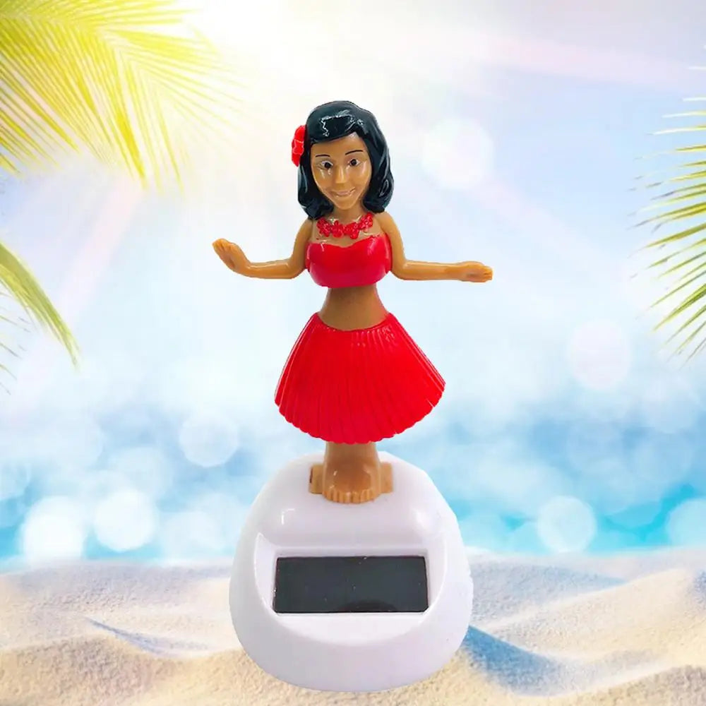 Solar Powered Dancing Toys Hawaii Girl Shaking Head Girl Doll Portable Bobblehead Ornament  For Dashboard Car Accessories