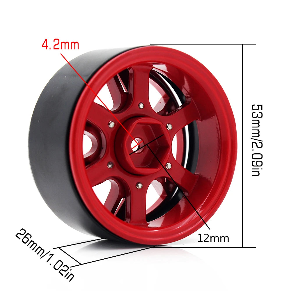 4PCS Metal Wheel Rim 1.9 Inch BEADLOCK for 1/10 RC Rock Crawler Axial SCX10 90046 AXI03007 TAMIYA CC01 D90 TF2 TRX-4