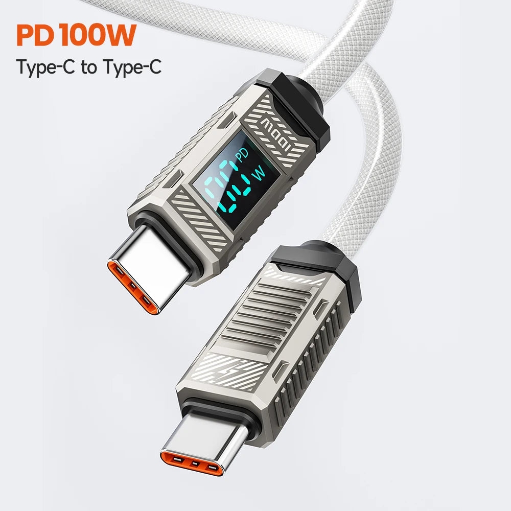 Toocki Type C to Type C Cable 100W Display Mechanical Zinc Alloy Data Cable Fast Charging USB C To USB C Cable ForXiaomi MacbooK