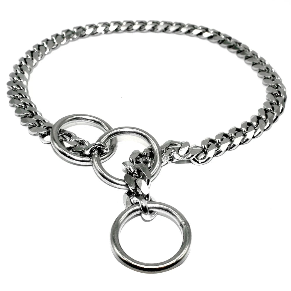 Dog Chain Collar Stainless Steel Dogs Slip Collars Metal Pet P Choke Chrome Plated Chian For Medium Large Dogs Training Pitbull