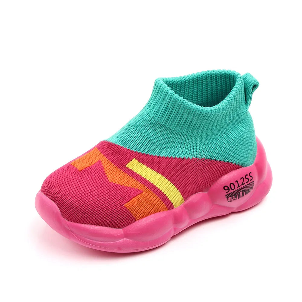 Kid Shoes Sock Shoes Soft Cotton Slip-on Rubber Sole 1-3 Years Kid Outdoor Walking Casual Shoes Unisex for Boys and Girls D2232