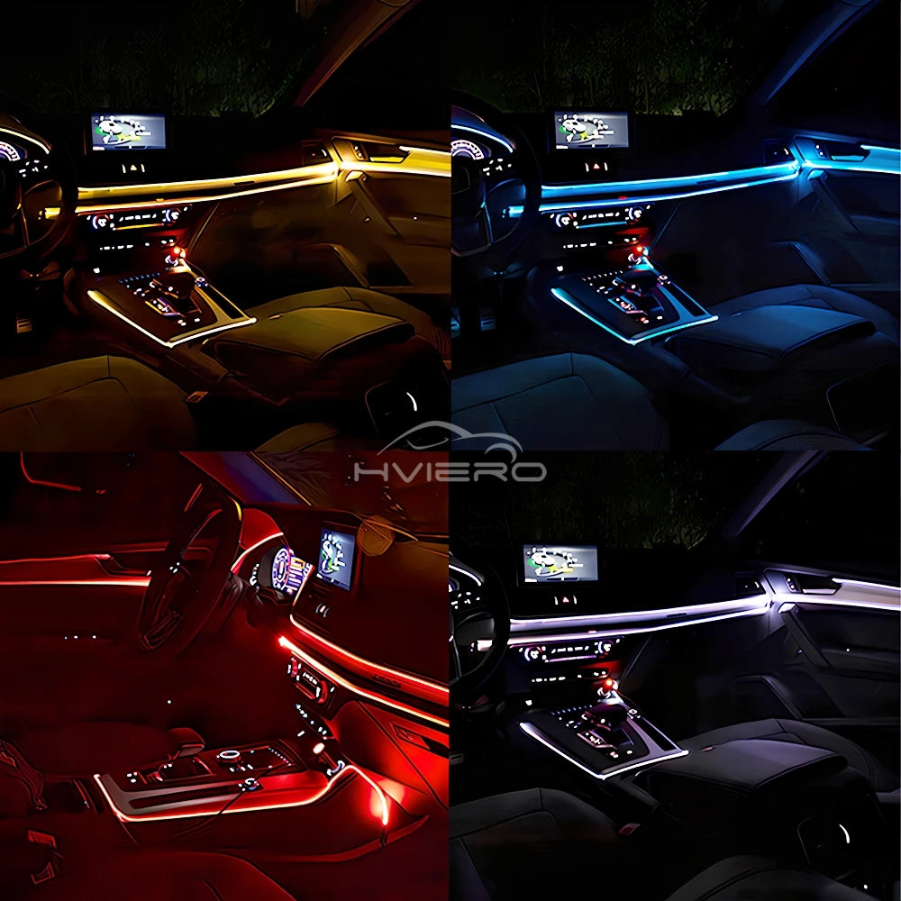 5M Universal Car Interior Lighting white LED Strip Decoration Garl and Wire Rope Tube Line Flexible Neon Lights with USB Drive