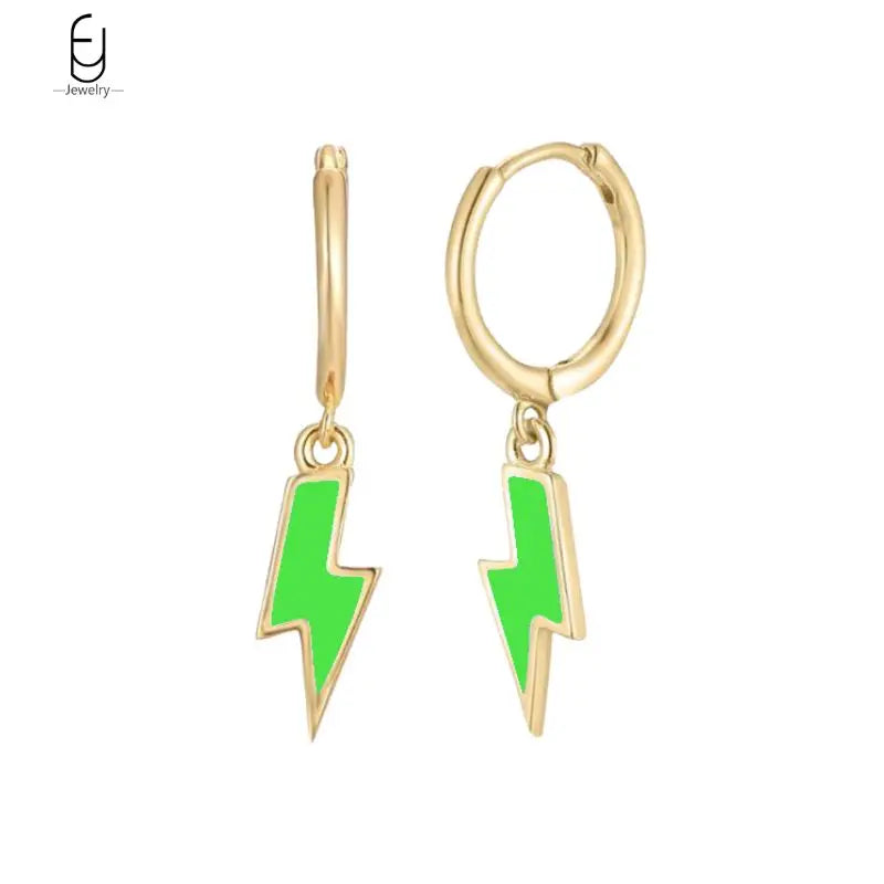 925 Sterling Silver Needle Vintage Gold Earrings for women Fashion Lightning Pendant Hoop Earrings Wedding High Luxury Jewelry