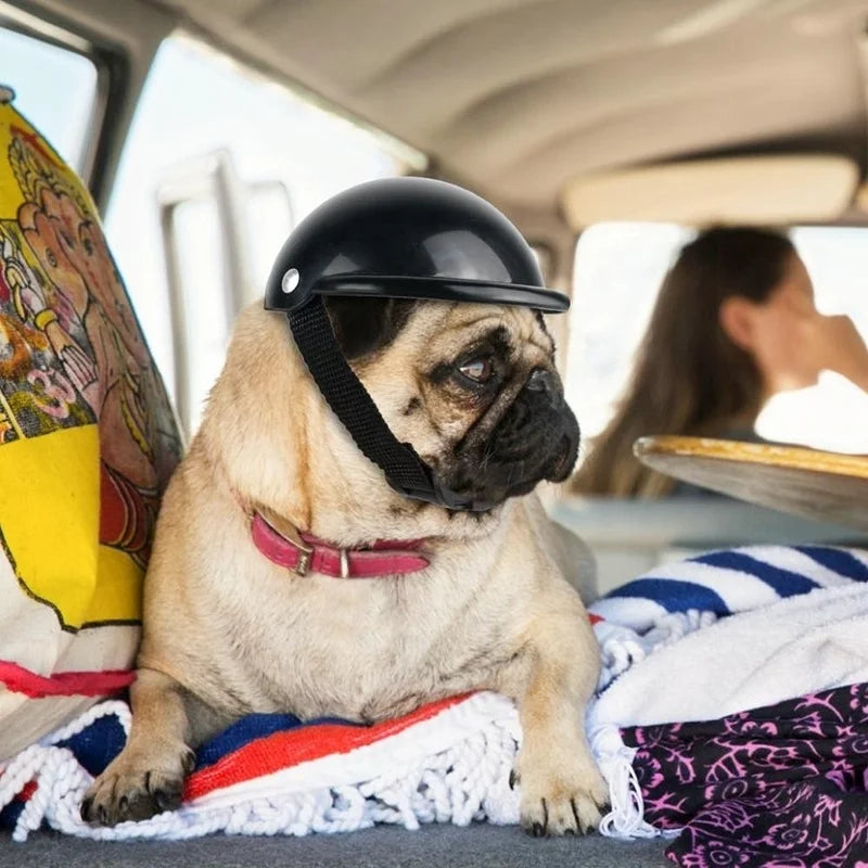 Pet Dog Helmets With Sunglasses Cat Safety Doggie Hat For Traveling Adjustable Head Protection Plastic Supplies Fashion Funny