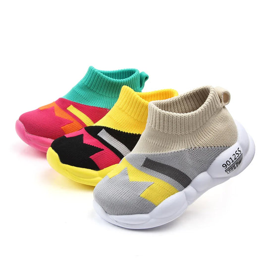 Kid Shoes Sock Shoes Soft Cotton Slip-on Rubber Sole 1-3 Years Kid Outdoor Walking Casual Shoes Unisex for Boys and Girls D2232