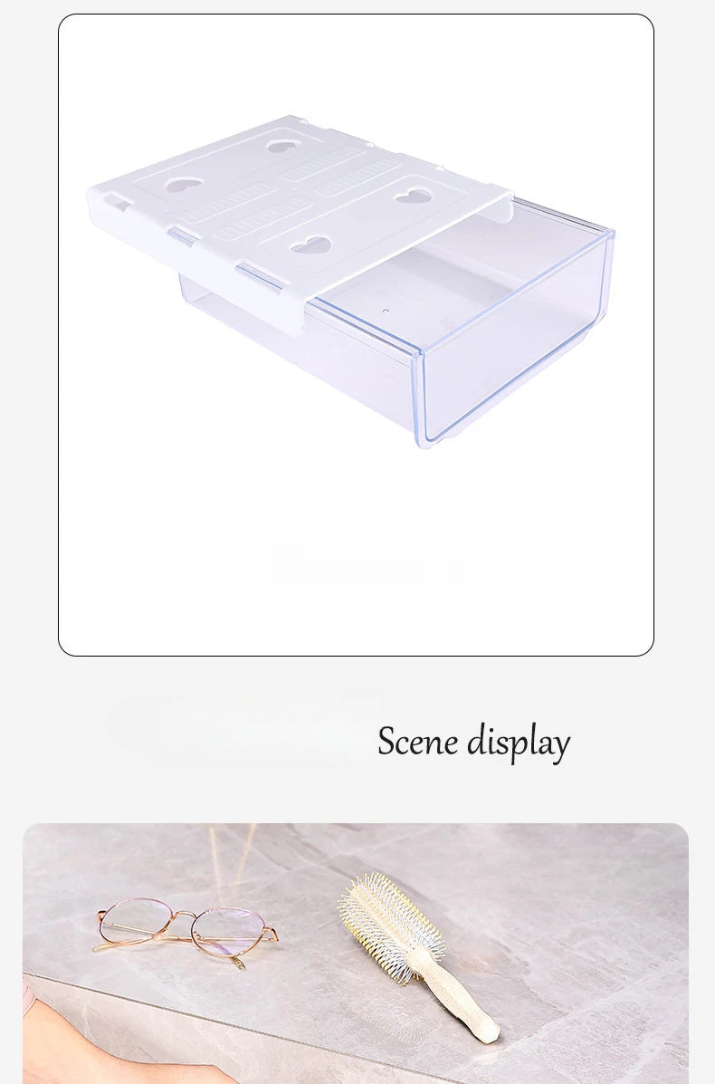 Undertable Drawer Storage Box Hidden Hanging Bedroom Dormitory Office Table Pasting Non Punching Table Bottom Sorting