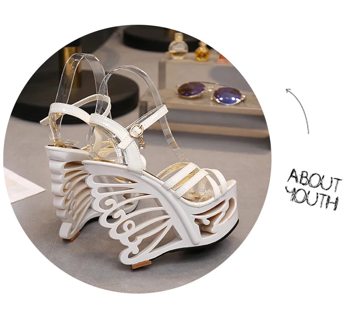 High Quality Buckle Strap Sexy Strange Style Heel Summer Women Shoes Retro Novelty Sandals 15cm High Heels Nightclub Shoes