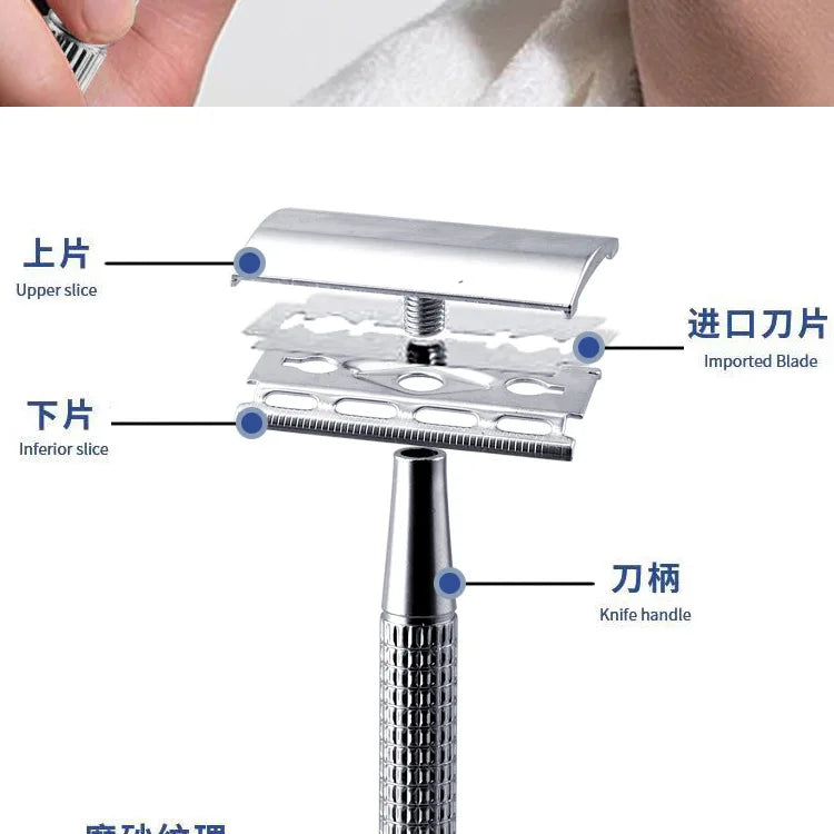 Men's Razor Stainless Steel Manual Razor  Manual Shaver Straight Edge Stainless Steel Sharp Barber Razor Folding Shaving Knife