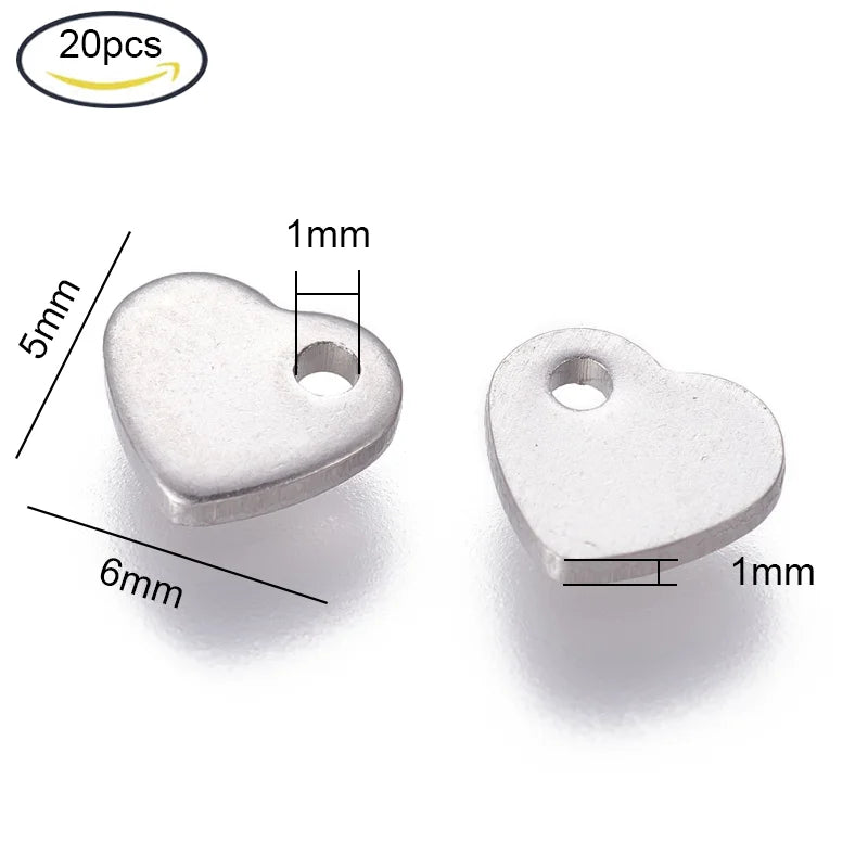 5~20Pcs 304 Stainless Steel Charms for DIY Jewelry Making  (Butterfly Heart Flower Key Moon Musical Note Ring Flat Round Star)