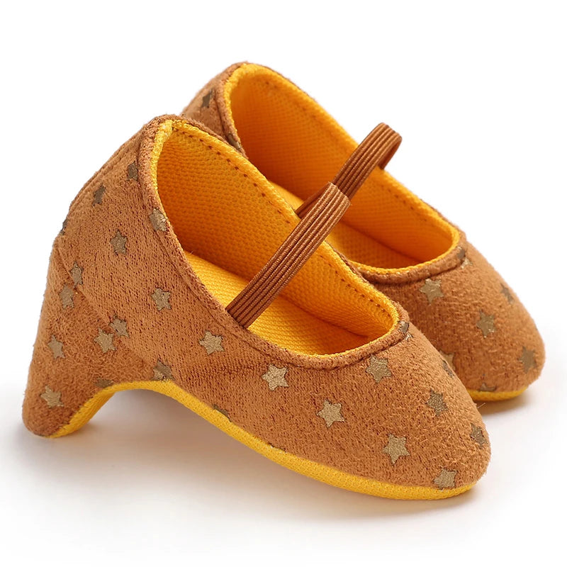 Classic Fashion Newborn Baby Shoes Non-Slip Cloth Shoes Girls High Heels Elegant Casual Princess Shoes