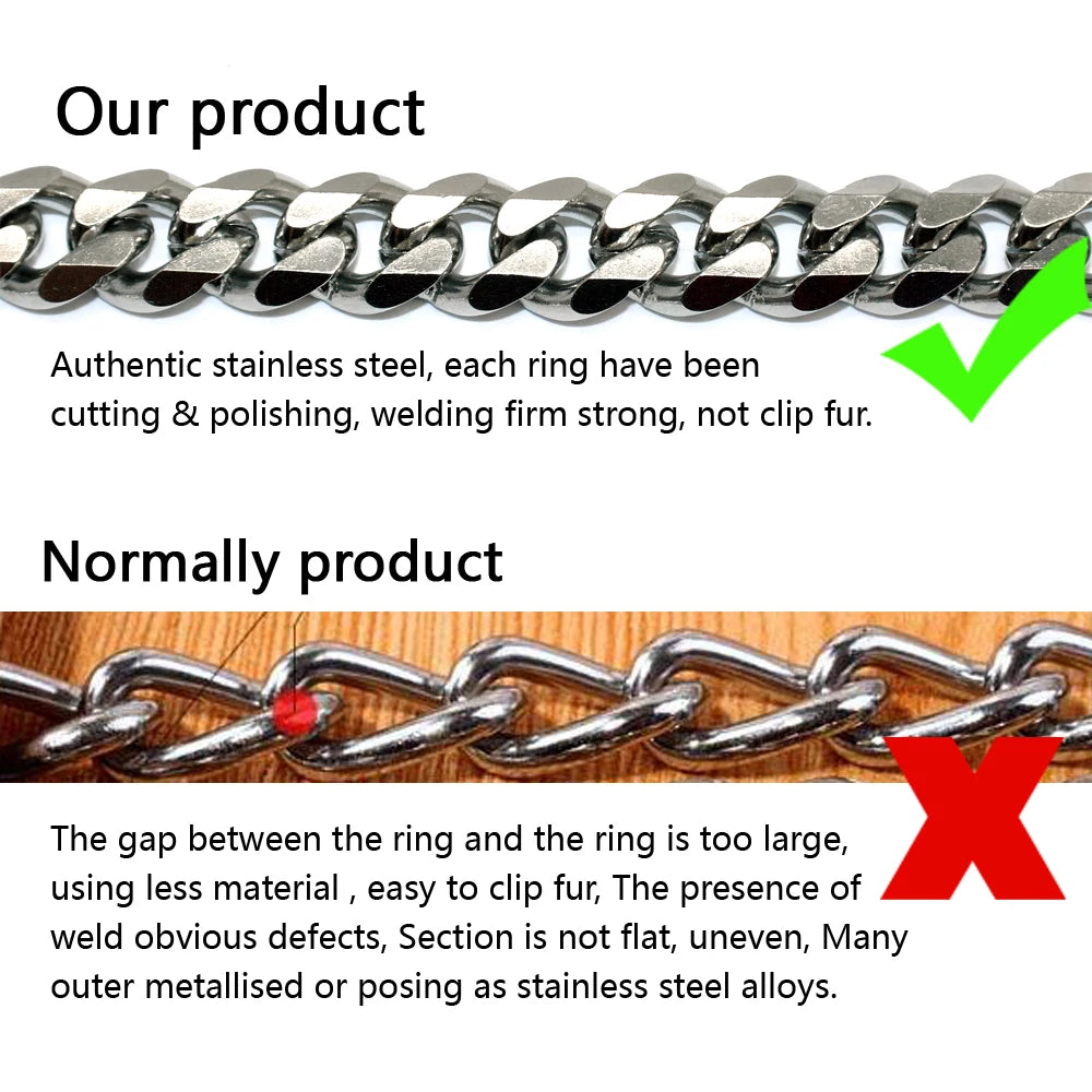 Dog Chain Collar Stainless Steel Dogs Slip Collars Metal Pet P Choke Chrome Plated Chian For Medium Large Dogs Training Pitbull