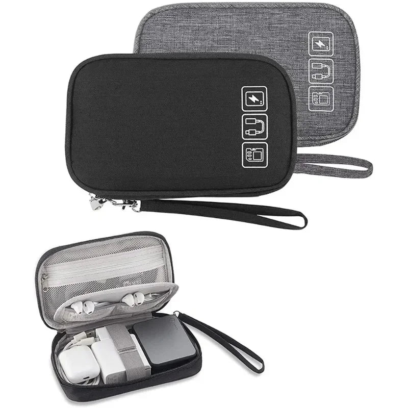 Gray Digital Storage Bag USB Data Cable Organizer Earphone Wire Bag Pen Power Bank Travel Kit Case Pouch Electronics Accessories