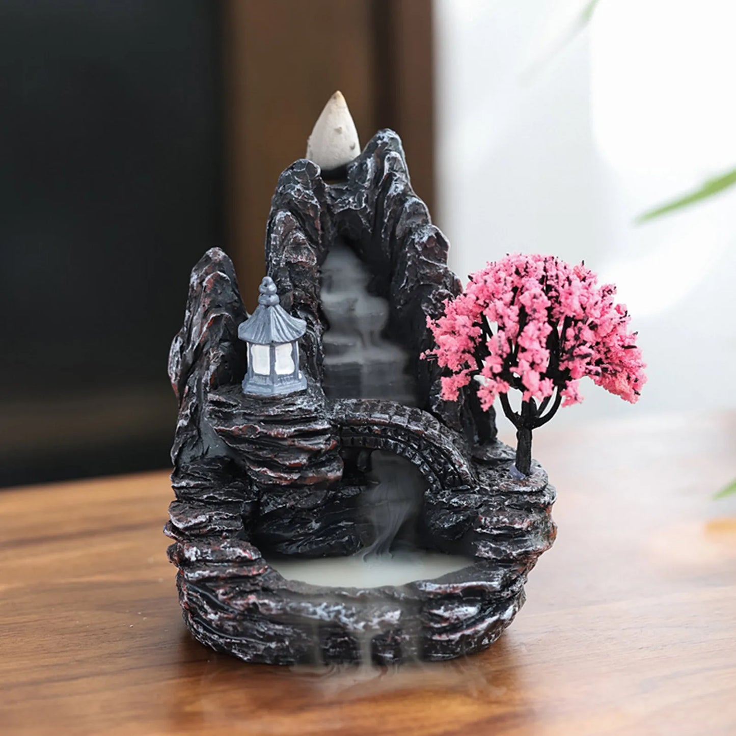 Waterfall Incense Burner Resin Backflow Incense Holder Fountain Waterfall Incense Burner For Home Office Decor Gift