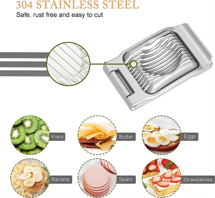 LMETJMA Egg Slicer for Hard Boiled Eggs Stainless Steel Wire Egg Slicer Dicer Cutter Kitchen Strawberry Mushroom Slicer JT188