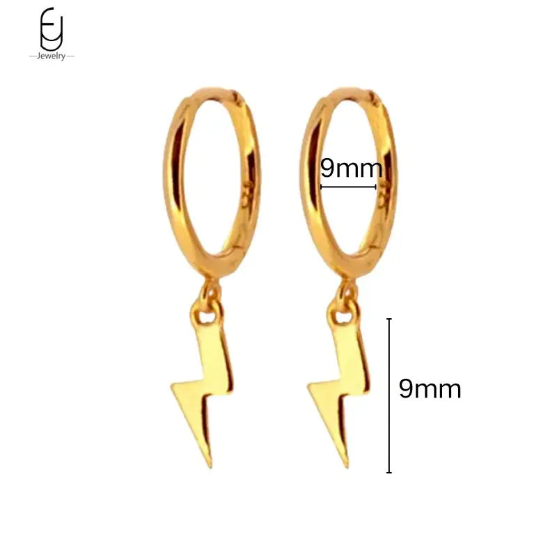 925 Sterling Silver Needle Vintage Gold Earrings for women Fashion Lightning Pendant Hoop Earrings Wedding High Luxury Jewelry