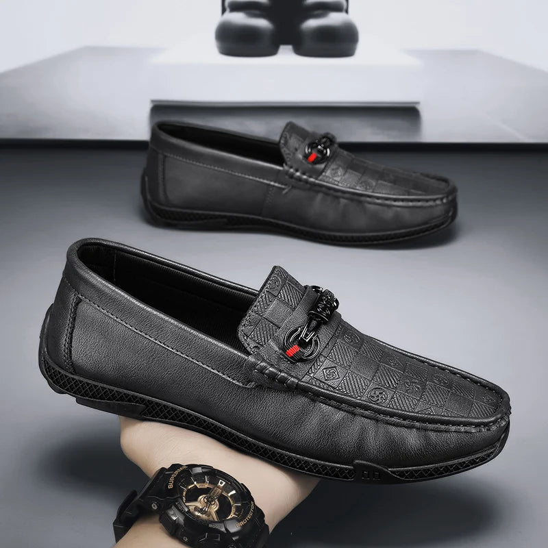 Fashion Leather Men Casual Shoes Slip on Formal Loafers Luxury Brand Comfortable Men Moccasins Italian Soft Male Driving Shoes