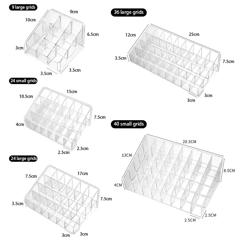 9/24/36/40 Grids Makeup Organizer Transparent Cosmetic Box Desk Make Up Brush Lipstick Holder Home Bathroom Storage Accessories