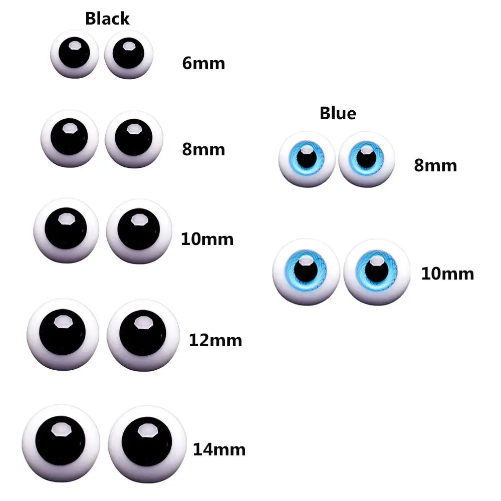 6mm 8mm 10mm 12mm 14mm Blue Black Glass Eyes Eyeball For BJD Doll DIY Doll Making Crafts Accessories Safety Animal Nice  Toy