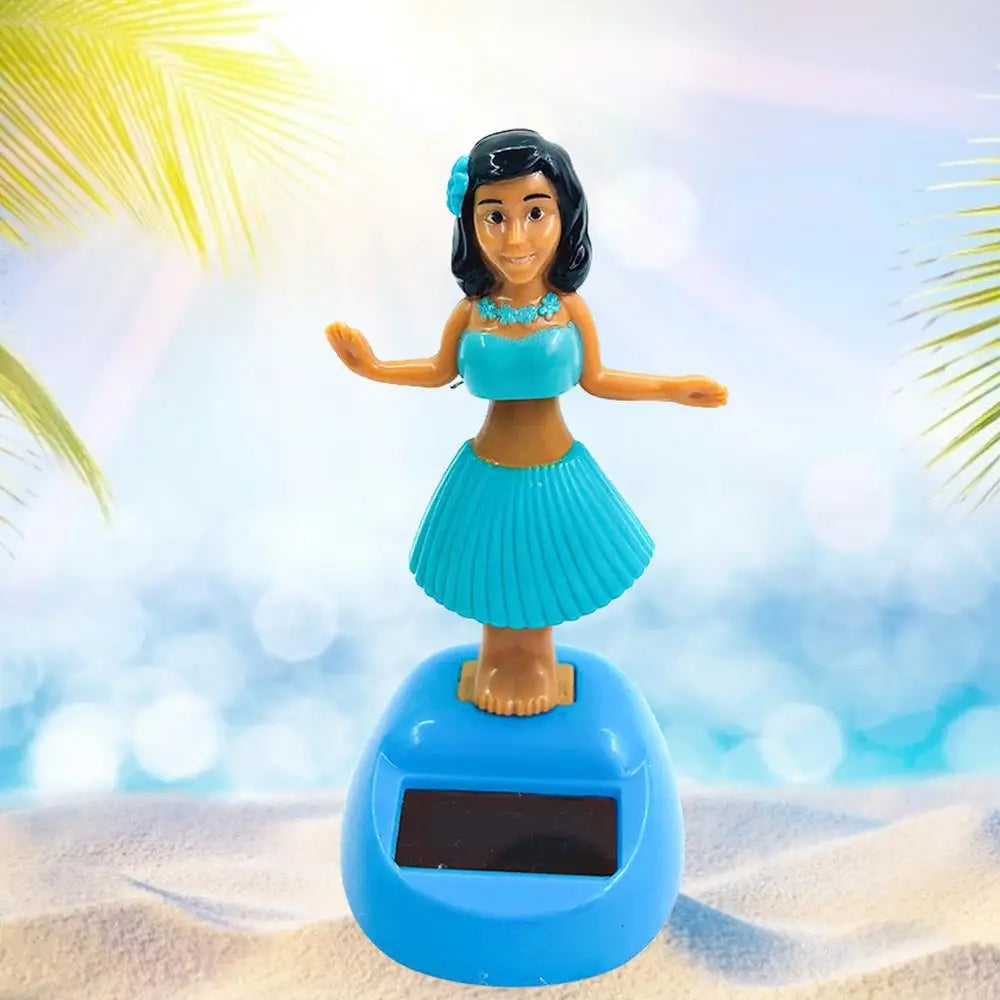 Solar Powered Dancing Toys Hawaii Girl Shaking Head Girl Doll Portable Bobblehead Ornament  For Dashboard Car Accessories